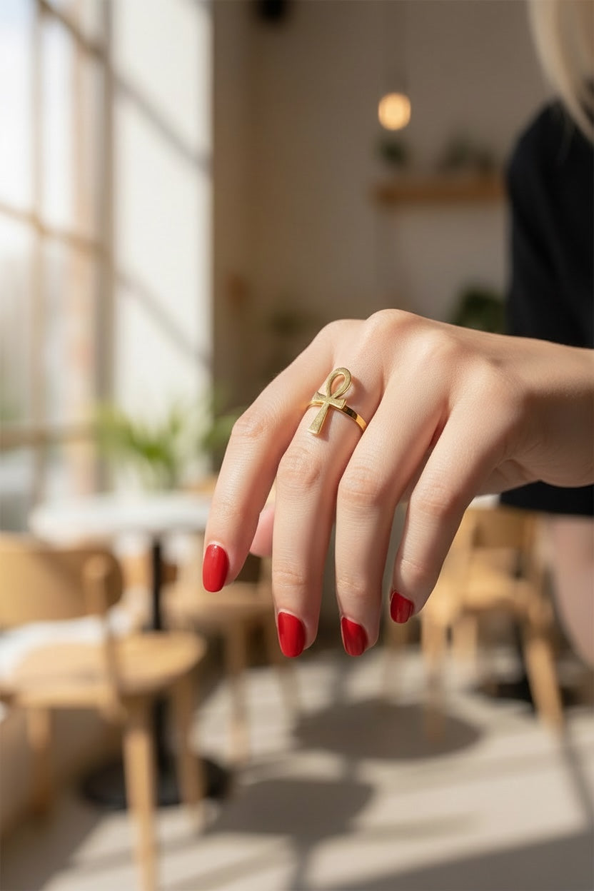 Bague Ankh ajustable